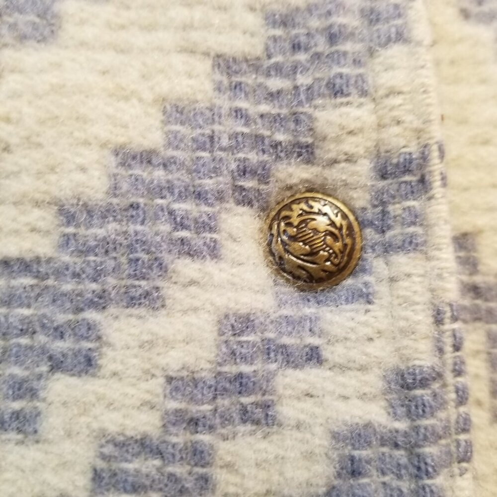 ✅VTG Woolrich Chore Jacket Women's LARGE Blue/Grey Aztec Southwest Wool✅STAINING - Picture 10 of 16